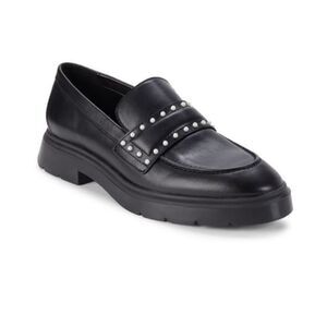 STUART WEITZMAN Darcy Simulated Pearl Studded Leather Loafers